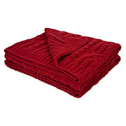 Knitted Throw Blanket in Red