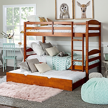 Forest Gate&trade; Twin Over Twin Bunk Bed with Trundle in Cherry. View a larger version of this product image.