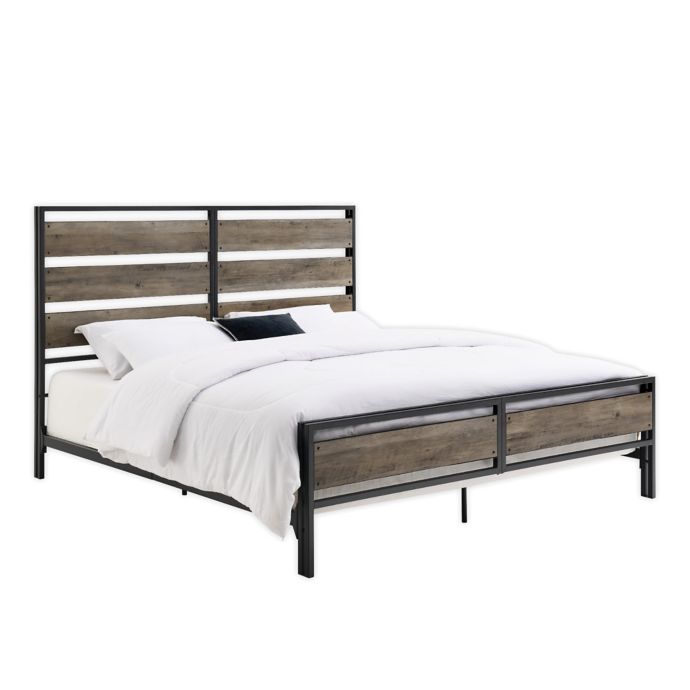 Forest Gate Holter Industrial Slat Back King Size Bed In Grey Wash Bed Bath Beyond