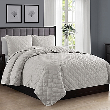Cathay Home Home Basics 3-Piece Full/Queen Quilt Set in Light Grey. View a larger version of this product image.