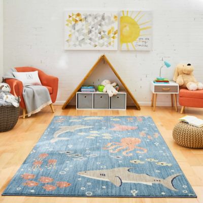 light blue nursery rug