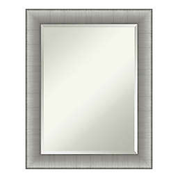 Amanti Art Elegant Brushed Pewter 23-Inch x 29-Inch Framed Bathroom Vanity Mirror in Nickel/Silver