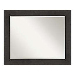 Amanti Art Rustic Plank Espresso 33-Inch x 27-Inch Framed Bathroom Vanity Mirror in Brown