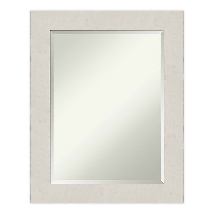 Amanti Art Rustic Plank Framed Bathroom, Rustic White Mirror For Bathroom