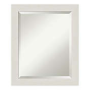 Amanti Art Rustic Plank Narrow Framed Bathroom Vanity Mirror in White/Beige