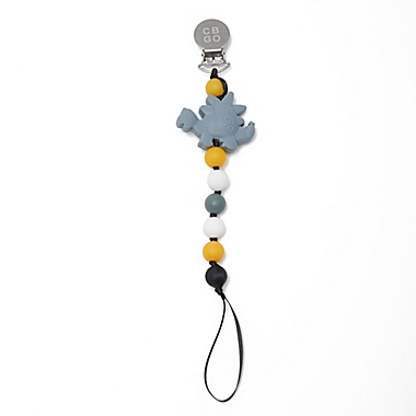 chewbeads&reg; Dinosaur &quot;Where&#39;s the Pacifier&#63;&quot; Clip in Grey/Yellow. View a larger version of this product image.