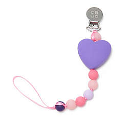 chewbeads® Heart "Where's the Pacifier" Clip in Pink/Purple