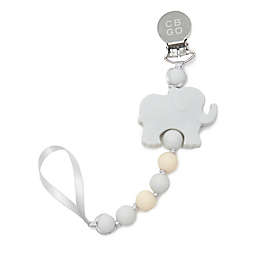 chewbeads® Elephant "Where's the Pacifier?" Clip in Light Grey