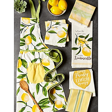 Lemon Bliss 4-Pack Kitchen Towels in Yellow/White. View a larger version of this product image.