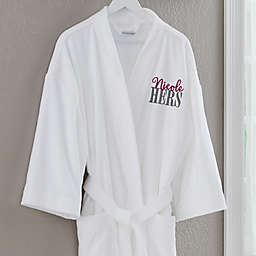 Hers Embroidered White Velour Robe
