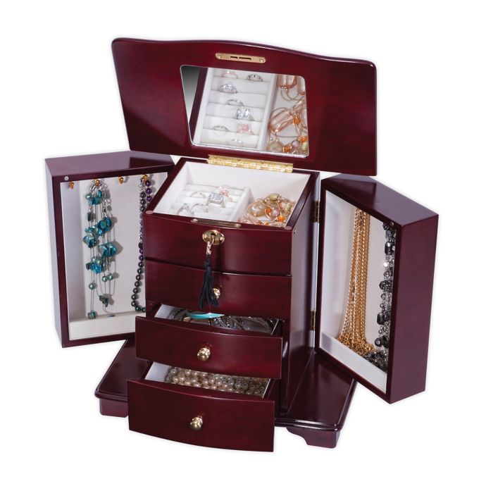 Mele & Co. Waverly Wooden Jewelry Box in Cherry Bed Bath