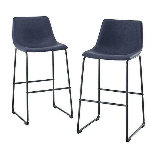 Forest Gate Faux Leather Stools Set, Faux Leather Bar Stools With Arms