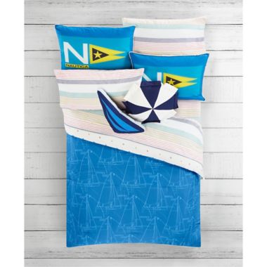 Nautica&reg; Sailboat Coastal Kid's Striped Multicolor Full Sheet Set. View a larger version of this product image.