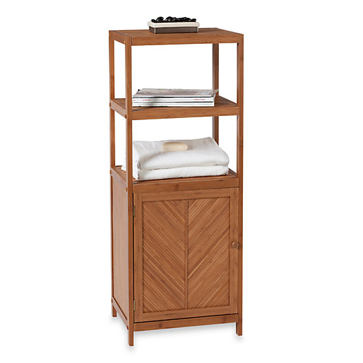 Alternate image 1 for EcoStyles Bamboo 3-Shelf Space Saver Tower with Cabinet