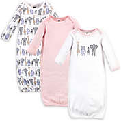 Hudson Baby&reg; 3-Pack Safari Nightgowns in White/Pink