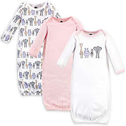 Hudson Baby® Newborn 3-Pack Safari Nightgowns in White/Pink