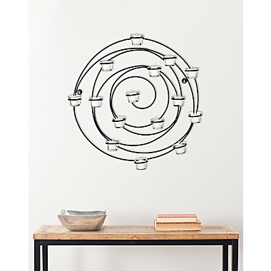 Safavieh Eva 23.6-Inch Round Tea Light Wall Decor in Black. View a larger version of this product image.