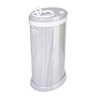 Ubbi&reg; Diaper Pail in Grey Wood Grain. View a larger version of this product image.
