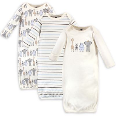 Hudson Baby&reg; Newborn 3-Pack Safari Nightgowns