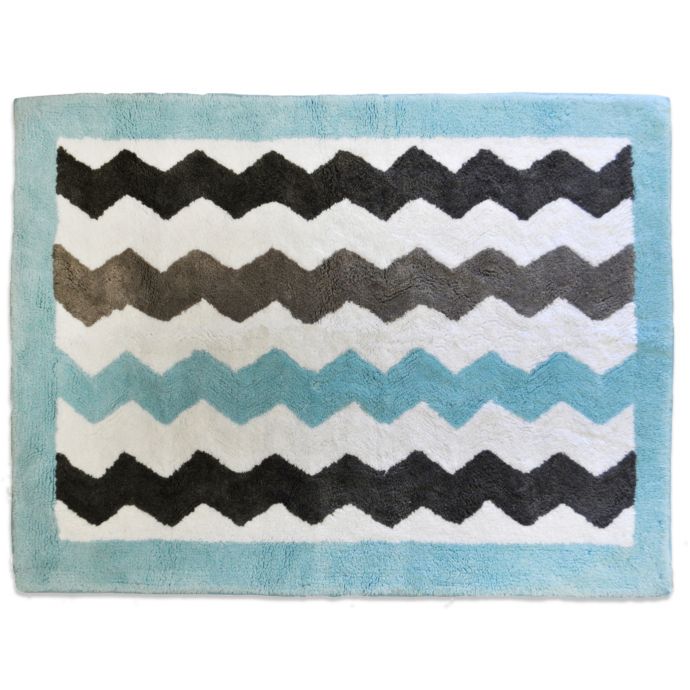 My Baby Sam Chevron Baby Accent Rug In Aqua Grey Bed Bath Beyond