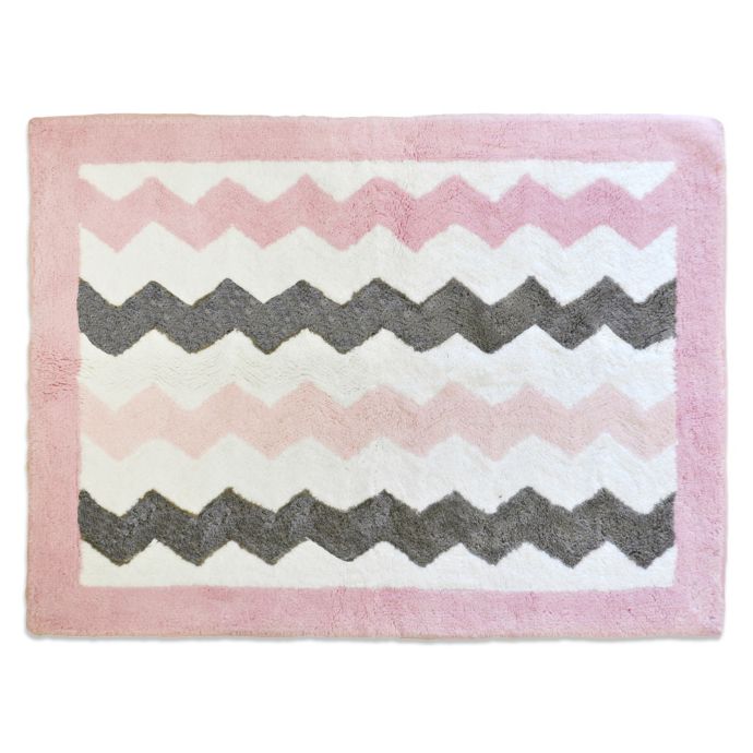 My Baby Sam Chevron Baby Accent Rug In Pink Grey Buybuy Baby