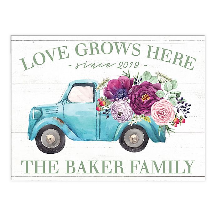 Watercolor Floral Truck 12 Inch X 16 Inch Personalized Canvas Bed Bath Beyond
