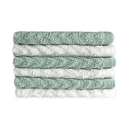 SALT™ 6-Piece Washcloth Set in Green/White