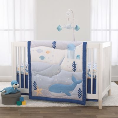 light blue crib