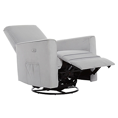 evolur Harlow Deluxe Power Glider Recliner in Gray. View a larger version of this product image.