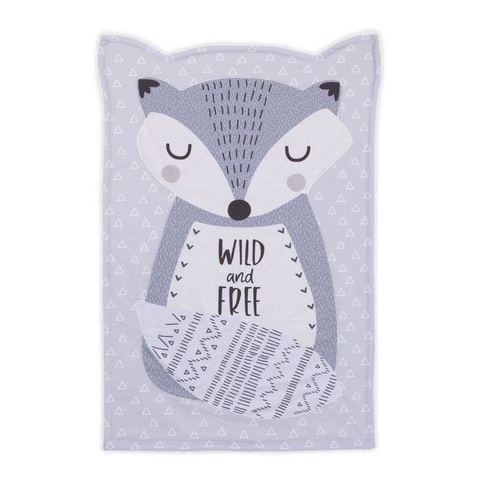 Little Love By Nojo Fox Shaped Polyester Baby Blanket In Grey Buybuy Baby