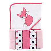 Luvable Friends&reg; 6-Piece Fox Hooded Towel and Washcloth Set in Pink