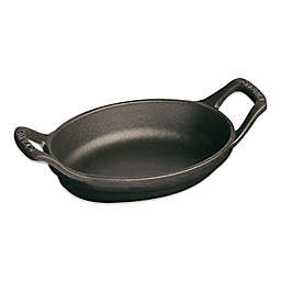 Staub 1 qt. Cast Iron Oval Roasting Dish in Black