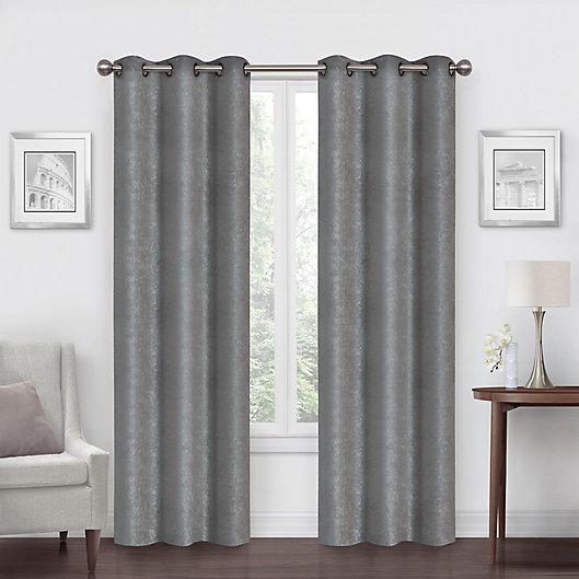Alternate image 1 for SALT™ Shimmer 84-Inch Grommet 100% Blackout Curtain Panels in Grey (Set of 2)