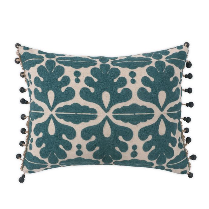 Levtex Home Vista Beaded Oblong Throw Pillow in Natural/Navy Bed Bath