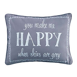 Levtex Home Gramercy "Happy" Oblong Throw Pillow in Grey