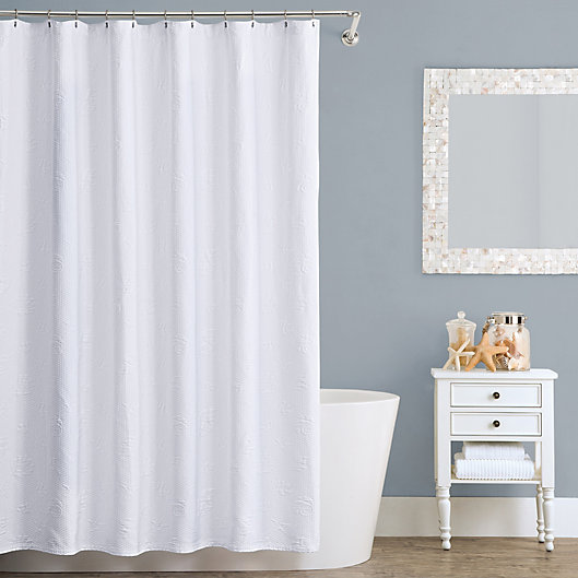 Seaspray Matelasse 72 Inch X, White Cotton Matelasse Shower Curtain
