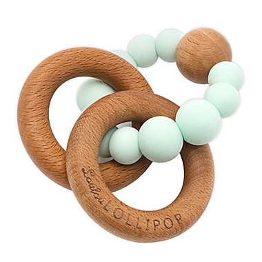Loulou LOLLIPOP Silicone and Wood Bubble Teething Ring in Mint. View a larger version of this product image.