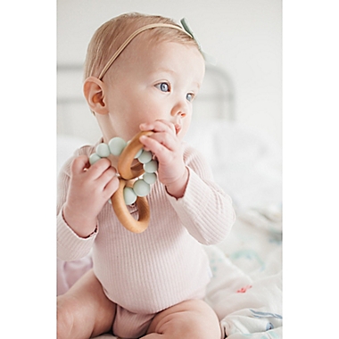 Loulou LOLLIPOP Silicone and Wood Bubble Teething Ring in Mint. View a larger version of this product image.