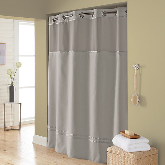 Alternate image 1 for Hookless® Escape 71-Inch x 74-Inch Fabric Shower Curtain and Liner Set in Grey