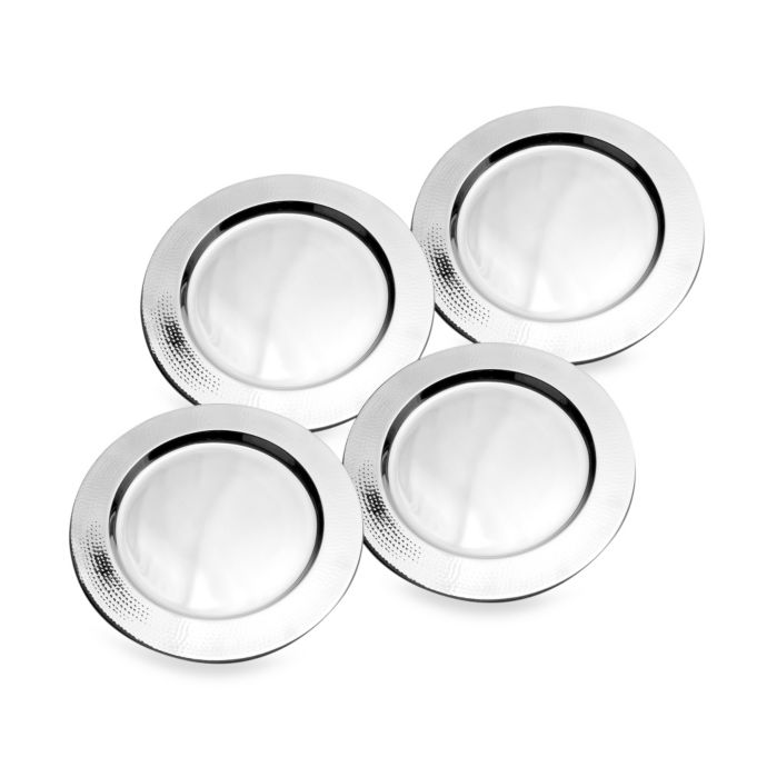 Godinger Hammered Stainless Steel 13Inch Charger Plates (Set of 4