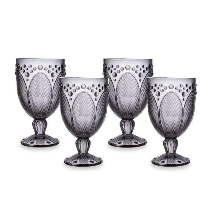 Edie Rose by Rachel Bilson Smoke Goblet Glasses (Set of 4) | Bed Bath