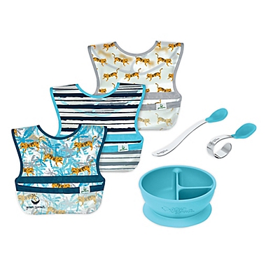 green sprouts&reg; 6-Piece Baby Mealtime Learning Set in Blue Tigers. View a larger version of this product image.