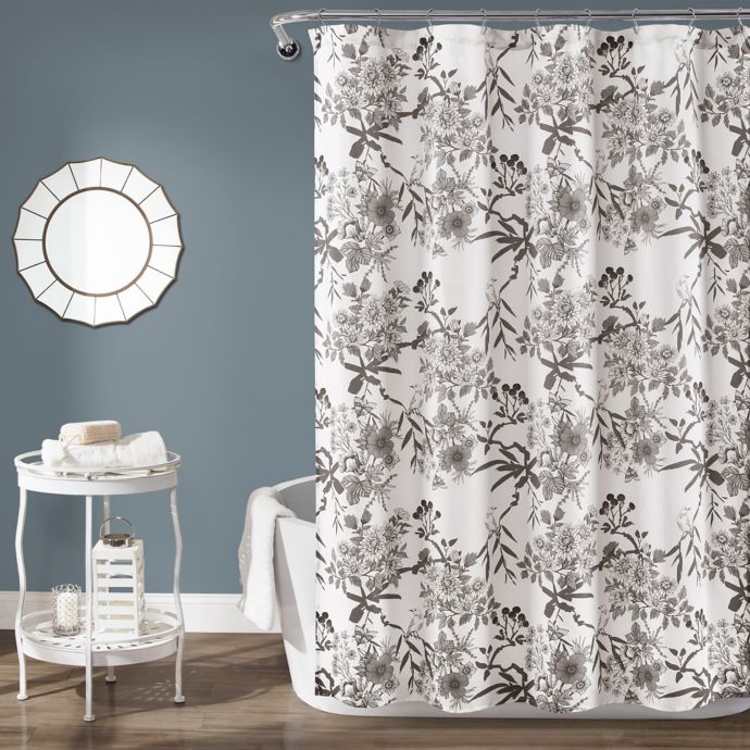 Lush Décor 72Inch x 72Inch Botanical Garden Shower Curtain in Grey