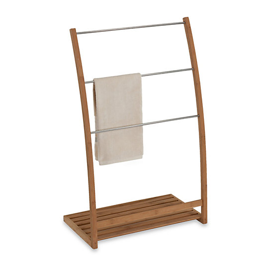 Alternate image 1 for EcoStyles Bamboo Free Standing Towel Stand