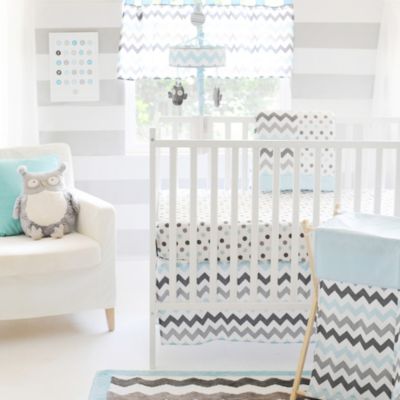 aqua and grey nursery bedding