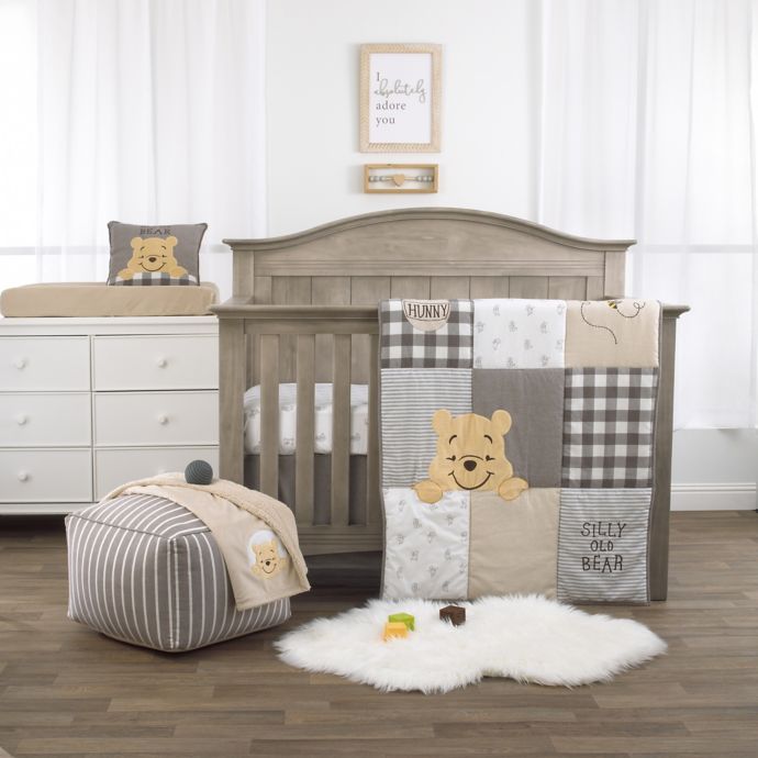 Disney Winnie The Pooh Hunny Me 3 Piece Crib Bedding Set In Grey Bed Bath Beyond