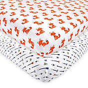 Hudson Baby 2-Pack Foxes Fitted Crib Sheets in Orange