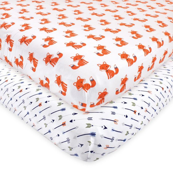 Hudson Baby 2 Pack Foxes Fitted Crib Sheets In Orange Bed Bath