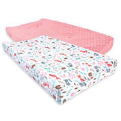 Hudson Baby 2-Pack Fox Changing Pad Covers in Pink
