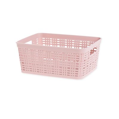 pink storage baskets